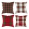 Contemporary Home Living Christmas Plaid Pillow Covers -18" - Red and Green - Set of 4